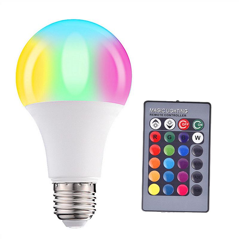 LED 전구 E27 3  15W RGB 디 밍이 가능한 LED 스마트 램프 원격 제어 가족 휴일 장식 주방 Dathroom 정원 홈 장식